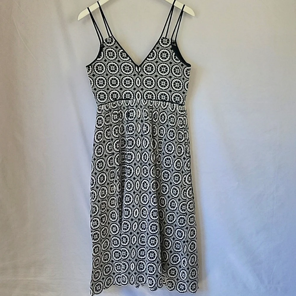 J.Crew Double Strap Cotton Sundress Navy & White Size 4